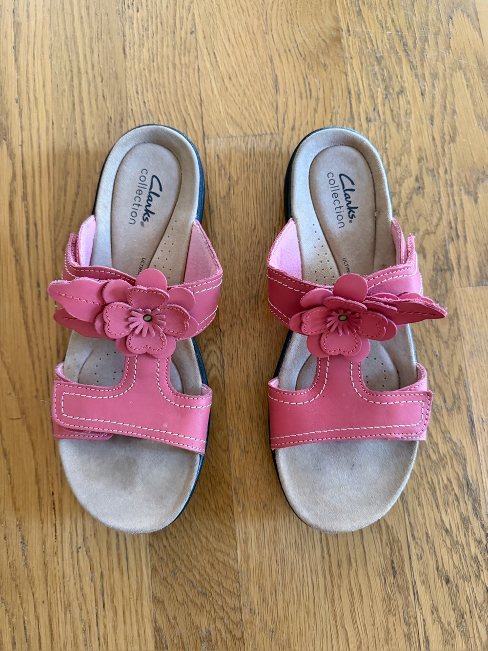 Clarks Pink Floral Leather Sandals